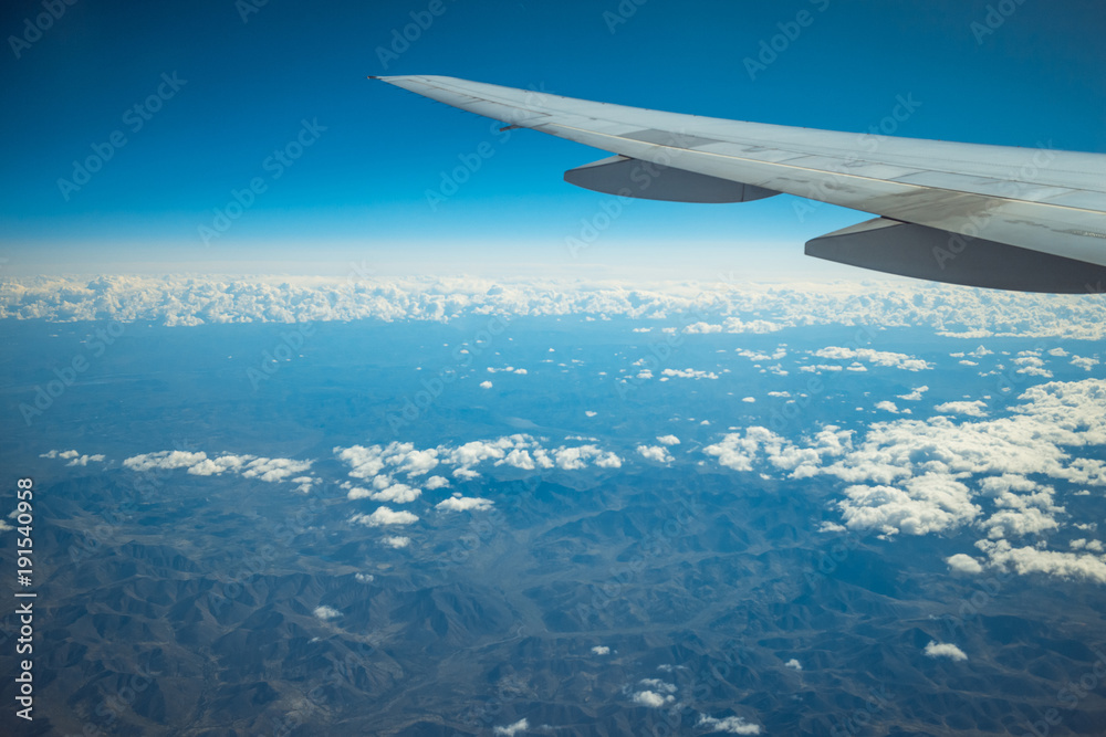 sky under the airplane, copy space sky under the airplane, copy space