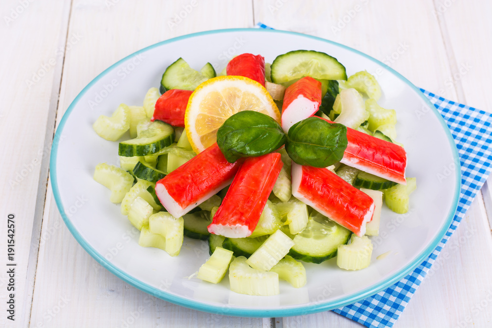 Spicy salad with crab sticks Spicy salad with crab sticks