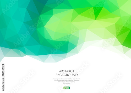 Abstract background with polygonal pattern. Bright and fresh shades of green.