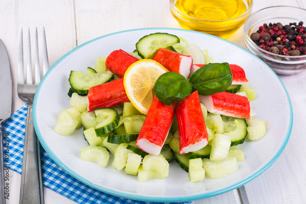 Spicy salad with crab sticks Spicy salad with crab sticks