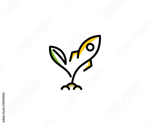 Sprout and rocket logo template. Startup and business success vector design. Concept of business idea illustration