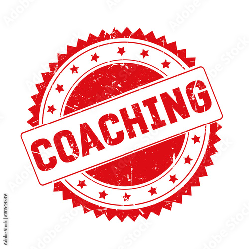 Coaching red grunge stamp isolated