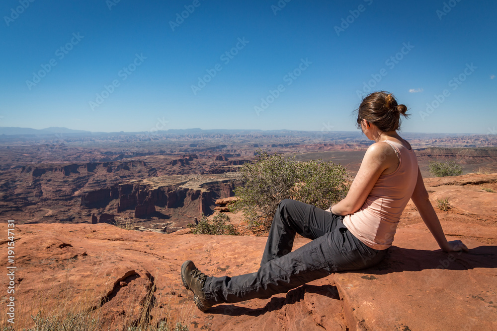 Woman looking in the distance in Canyonlands National Park