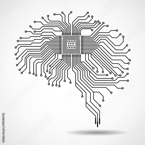 Abstract technological brain. Cpu. Circuit board. Vector