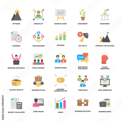 Flat Vector Set of Business Management Theme
