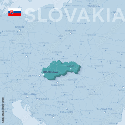 Map of cities and roads in Slovakia. photo
