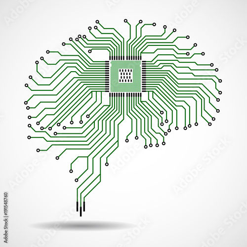 Abstract technological brain. Cpu. Circuit board. Vector