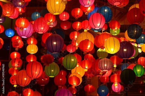 Chinese lanterns during new year festival,Chinese new year lanterns in chinatown, firecracker celebration,for background