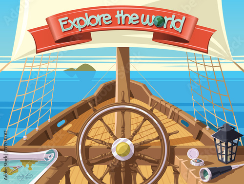 Explore the world with sailing ship