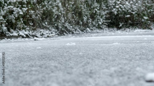 slippy tarmac covered in snow and ice.