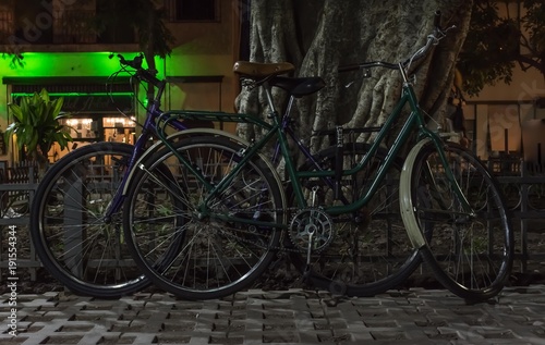 Dos bicicletas apoyadas sobre la valla