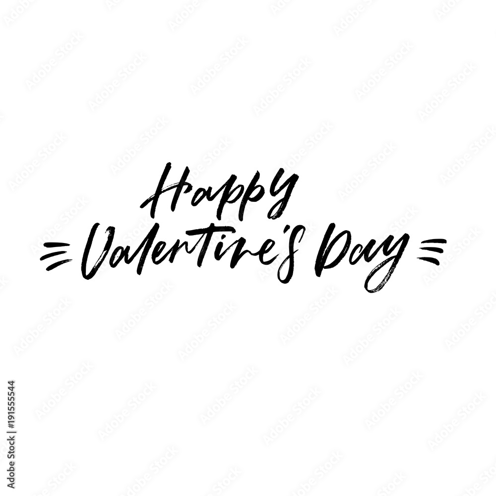 Happy Valentines's Day. Valentine's Day calligraphy phrases. Hand drawn romantic postcard. Modern romantic lettering. Isolated on white background.