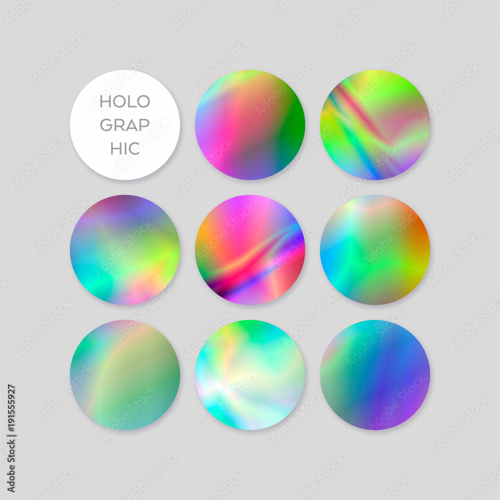 Set of holo-graphic images of round shapes. Set of holo-graphic images of round shapes.