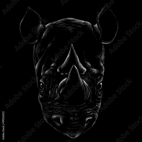  The Vector logo rhinoceros for T-shirt design or outwear.  Hunting tattoo rhinoceros  style background.