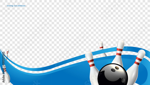 Bowling wave blue. Tv size banner. Vector clip art illustration.