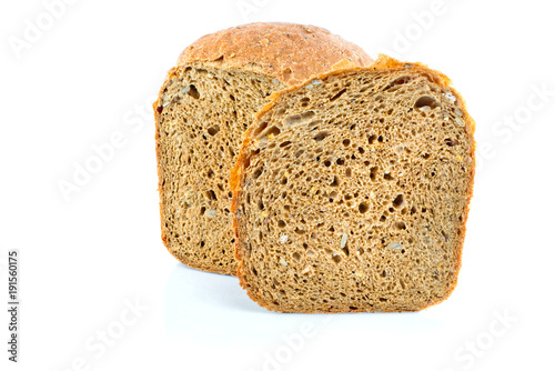 Sliced of rye bread, isolated on a white background.