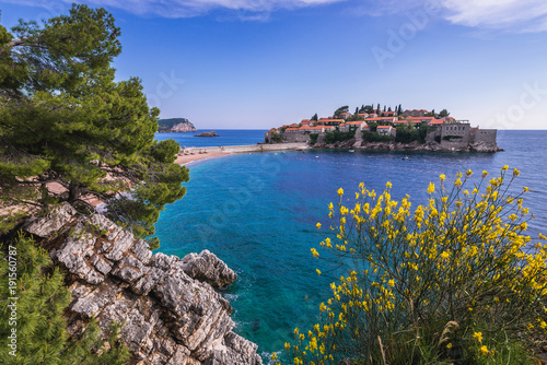 Fototapeta Naklejka Na Ścianę i Meble -  Sveti Stefan island on so called Budva Riviera on the Adriatic Sea in Montenegro