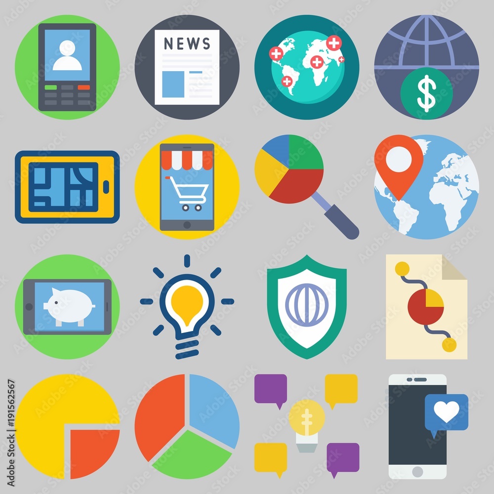 Icon set about Marketing with keywords shield, smartphone, idea, location, newspaper and worldwide Icon set about Marketing with keywords shield, smartphone, idea, location, newspaper and worldwide