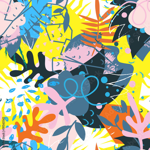Abstract floral elements paper collage