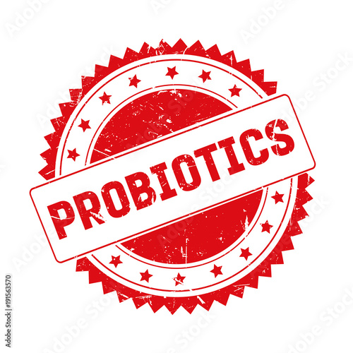 Probiotics red grunge stamp isolated