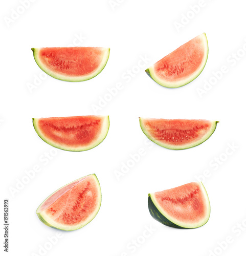 Single watermelon slice isolated