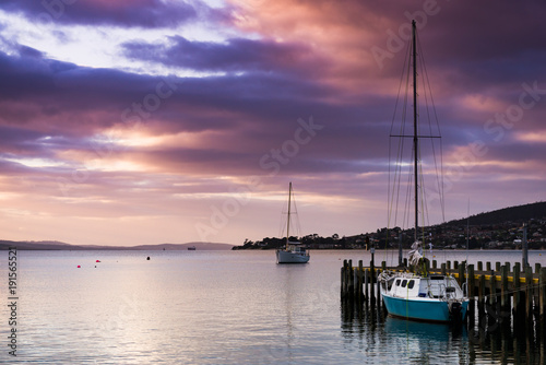 River Derwent Sunrise with two yachts