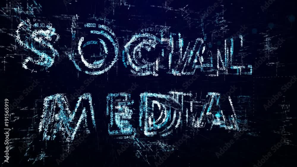 Social Media. Intro before starting or in pause. Tech title made up of small numbers and symbols