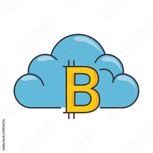 cloud computing with bitcoins vector illustration design