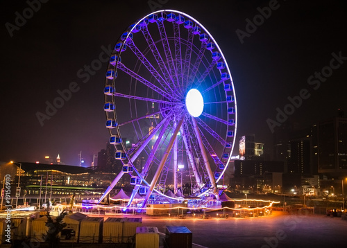  Ferris Wheel in Hong Kong at night