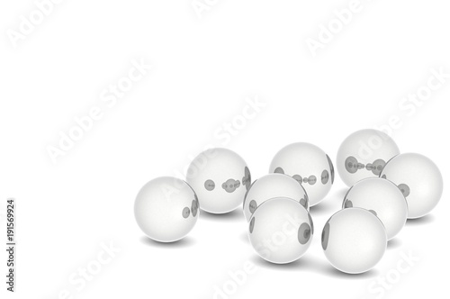 3d many steel ball with white background