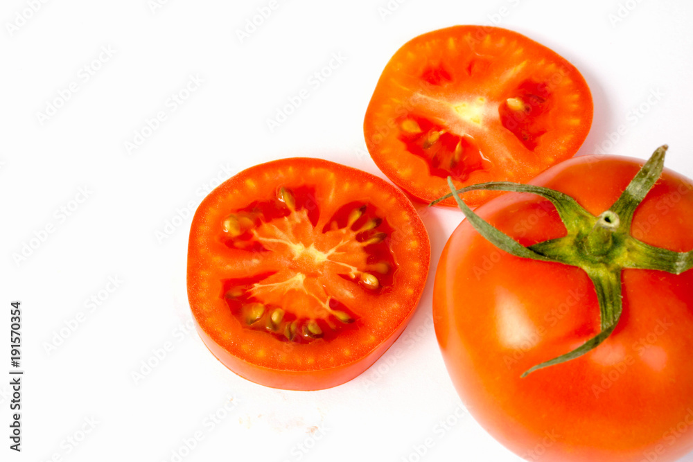 Fresh red tomato in white background. Fresh red tomato in white background.