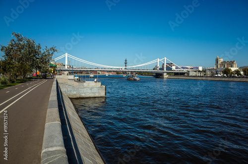 Frunzenskaya embankment and view of the Crimean bridge, Moscow