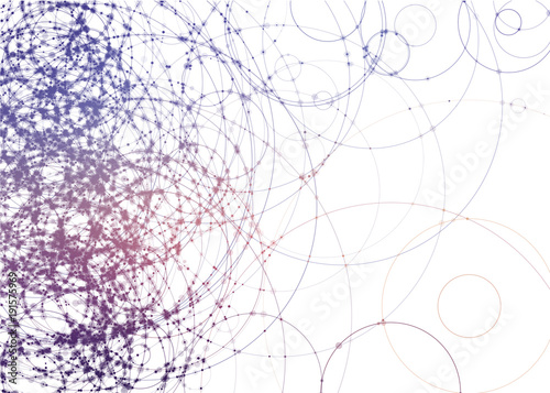 Abstract vector background element. Composition of color circle lines with dots on intersections. Science and information technology concept.