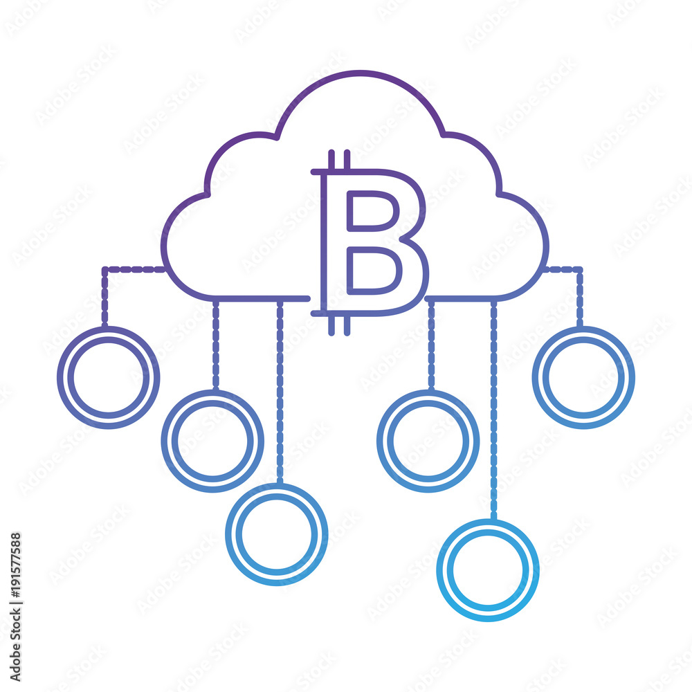 cloud computing with bitcoins vector illustration design cloud computing with bitcoins vector illustration design