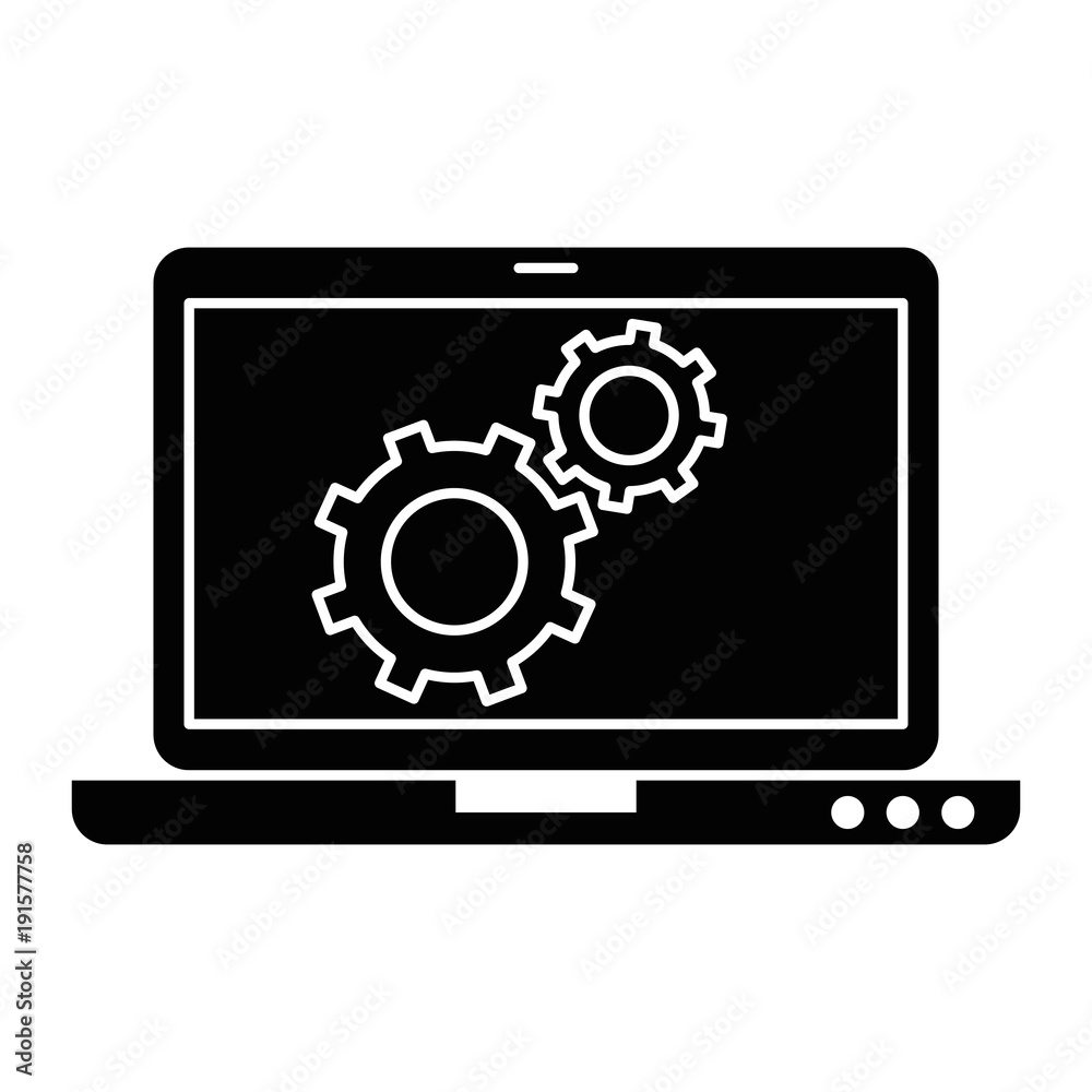 laptop computer with gears vector illustration design laptop computer with gears vector illustration design