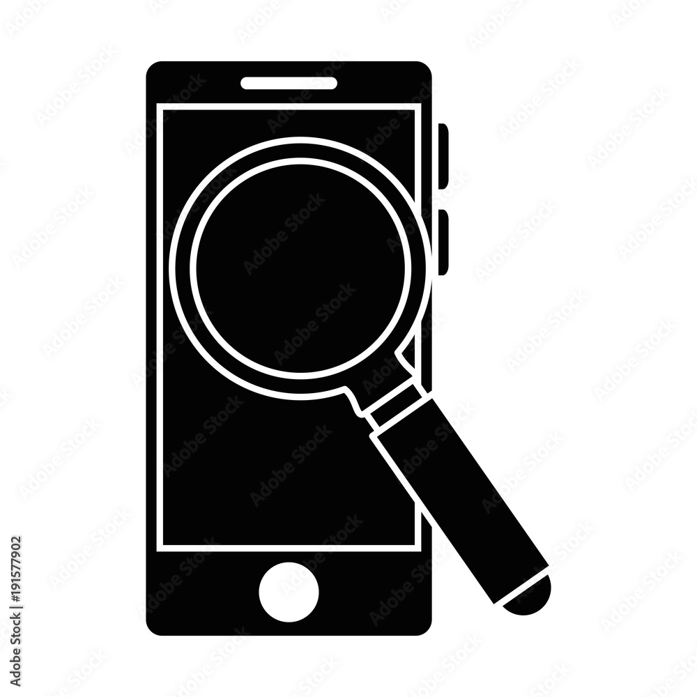 smartphone with magnifying glass vector illustration design