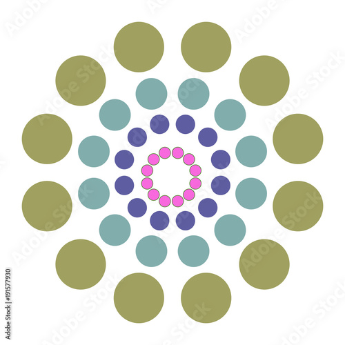 Abstract background with colorful circles hypnosis. Vector