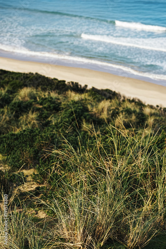 View of Bruny Island beach in Tasmania  Australia in the afternoon.