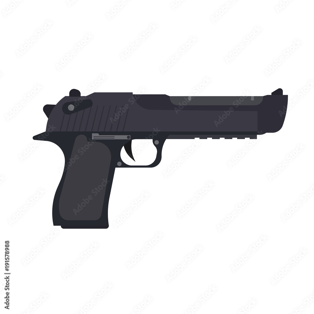 Pistol gun vector handgun illustration weapon icon vintage firearm design military isolated sign symbol