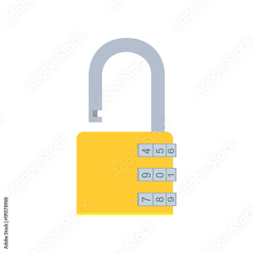 Combination lock padlock vector icon security safe illustration protection code symbol. Steel safety password privacy
