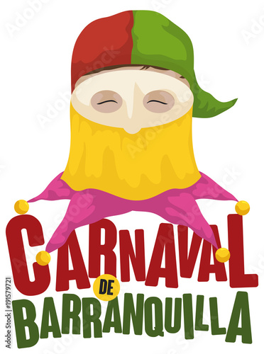 Traditional Disguise of Monocuco in Barranquilla's Carnival Event, Vector Illustration photo