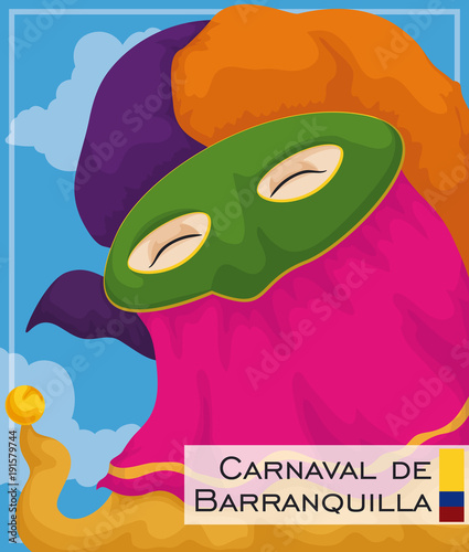 Barranquilla's Carnival Design with Traditional Monocuco Face Character, Vector Illustration photo