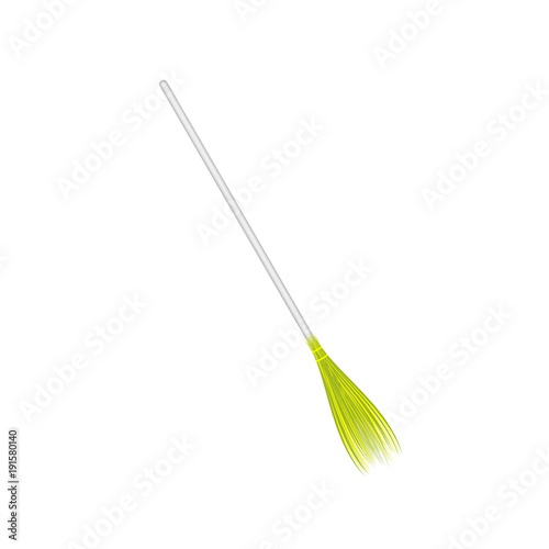 Vintage broom in yellow and white design