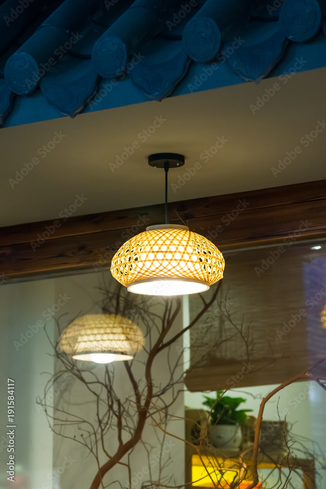 Rattan lamp hang in ceiling Rattan lamp hang in ceiling