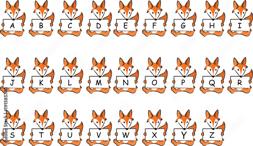 Fototapeta premium cartoon animals hold alphabet set