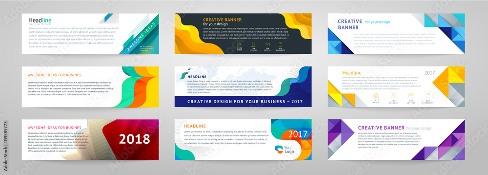 Vector set of abstract horizontal banner