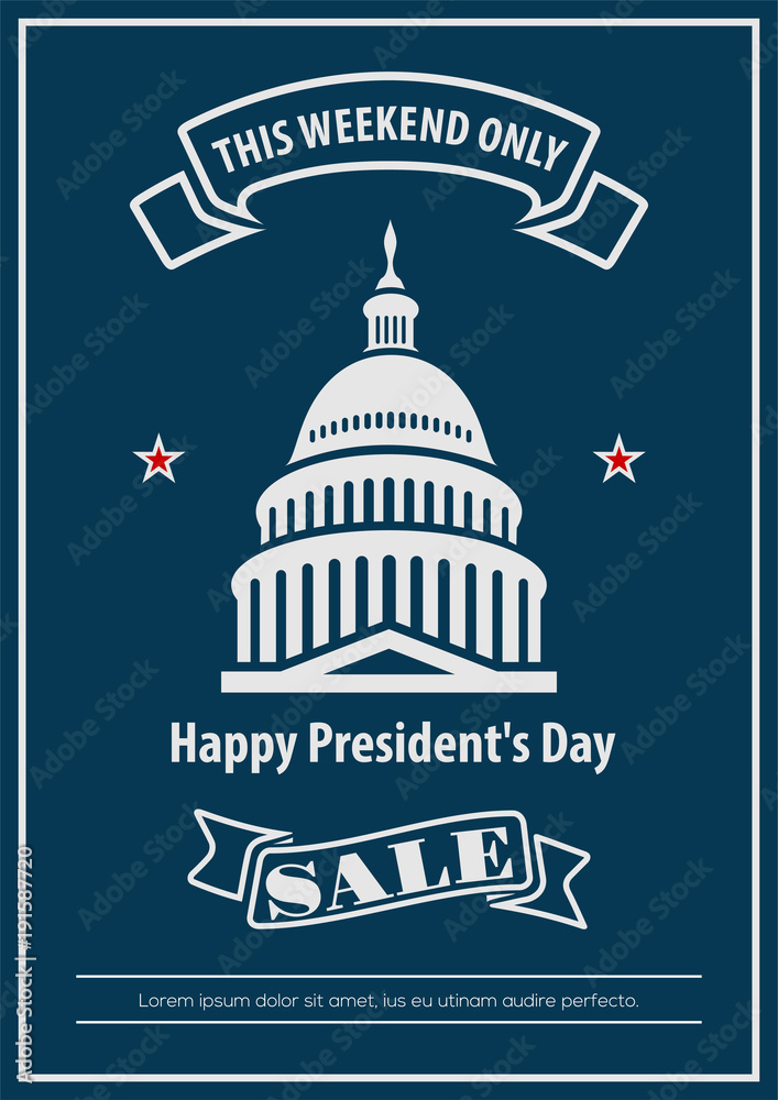 Presidents Day sale banner, poster. Vector illustration