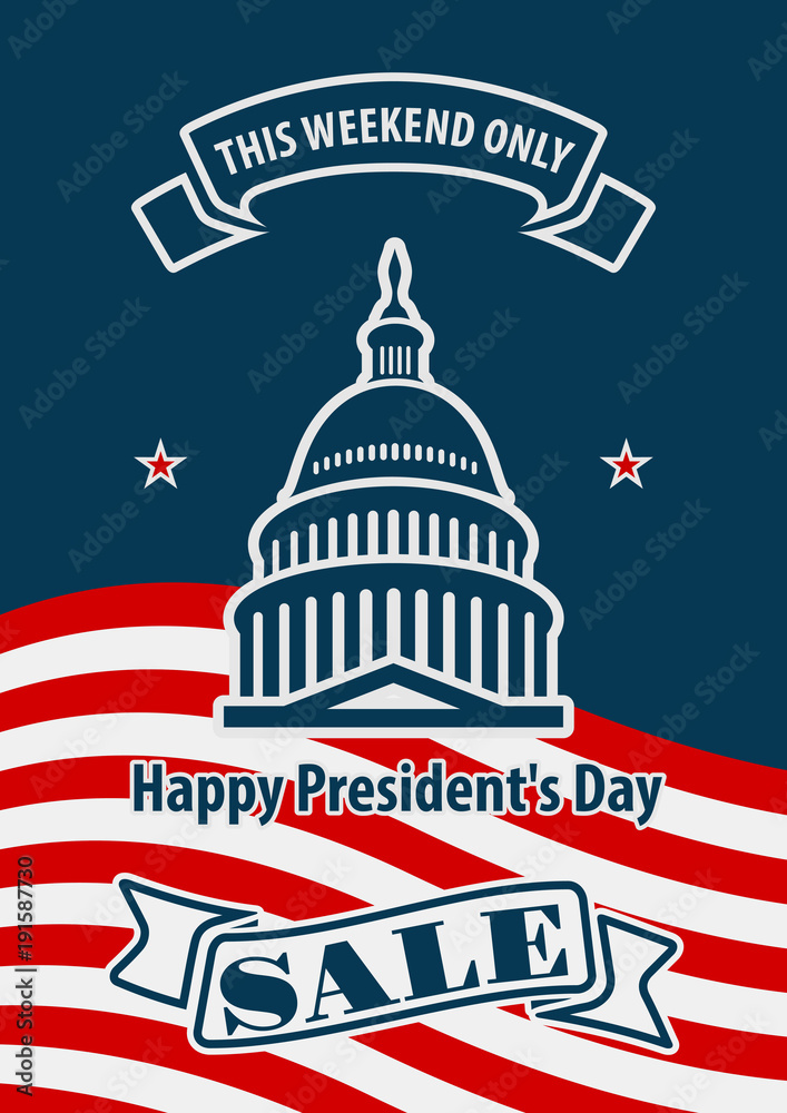 Presidents Day sale banner, poster. Vector illustration