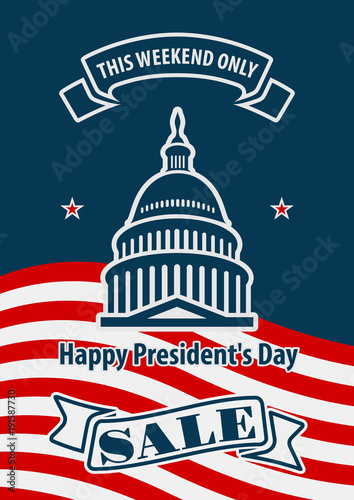 Presidents Day sale banner, poster. Vector illustration