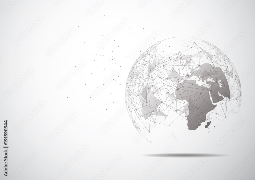 Global network connection. World map point and line composition concept of global business. Vector Illustration Global network connection. World map point and line composition concept of global business. Vector Illustration